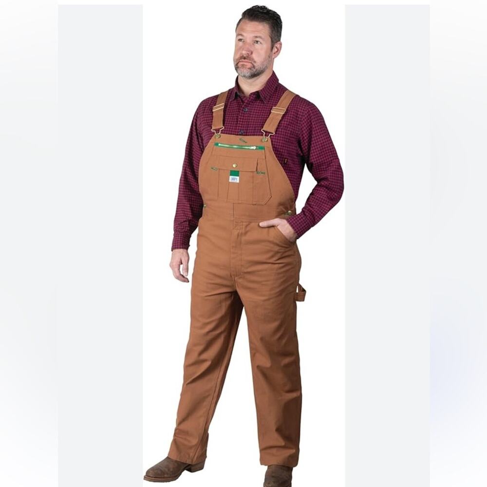 Liberty Bib Overalls Brown Canvas Workwear Mens 38x30 Casual Farm Relaxed NWOT - Picture 12 of 12